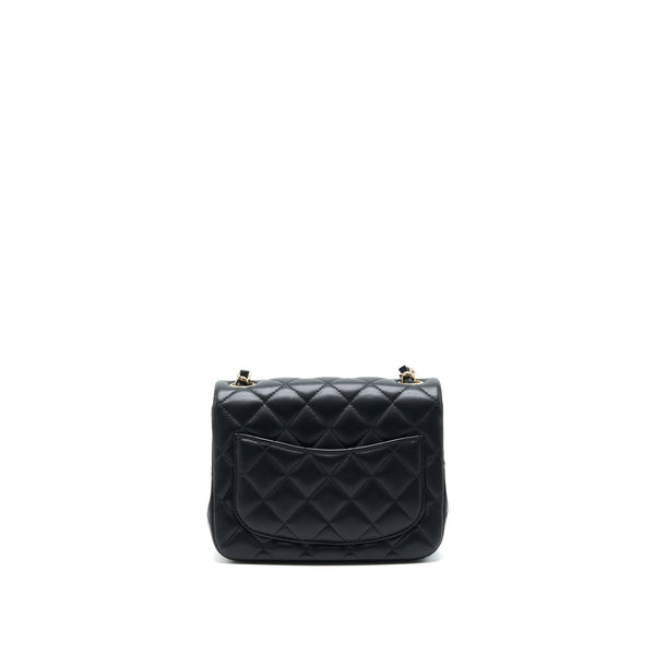 Chanel Mini Square Flap Bag Black Lambskin LGHW