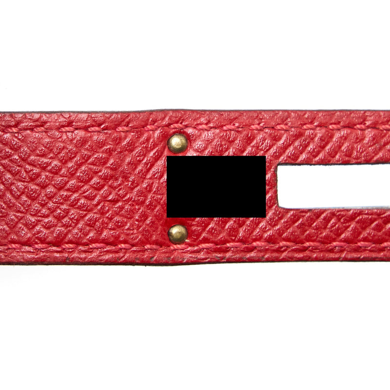 Hermes Birkin 35 Epsom Red SHW Stamp Square Q