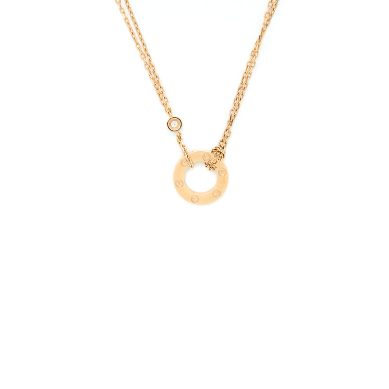 Cartier 18K Rose Gold 2 Diamond Love Necklace – THE CLOSET
