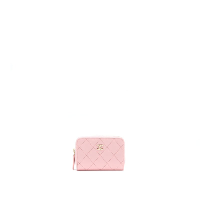 Chanel 22C Zip Cardholder Pink Caviar LGHW