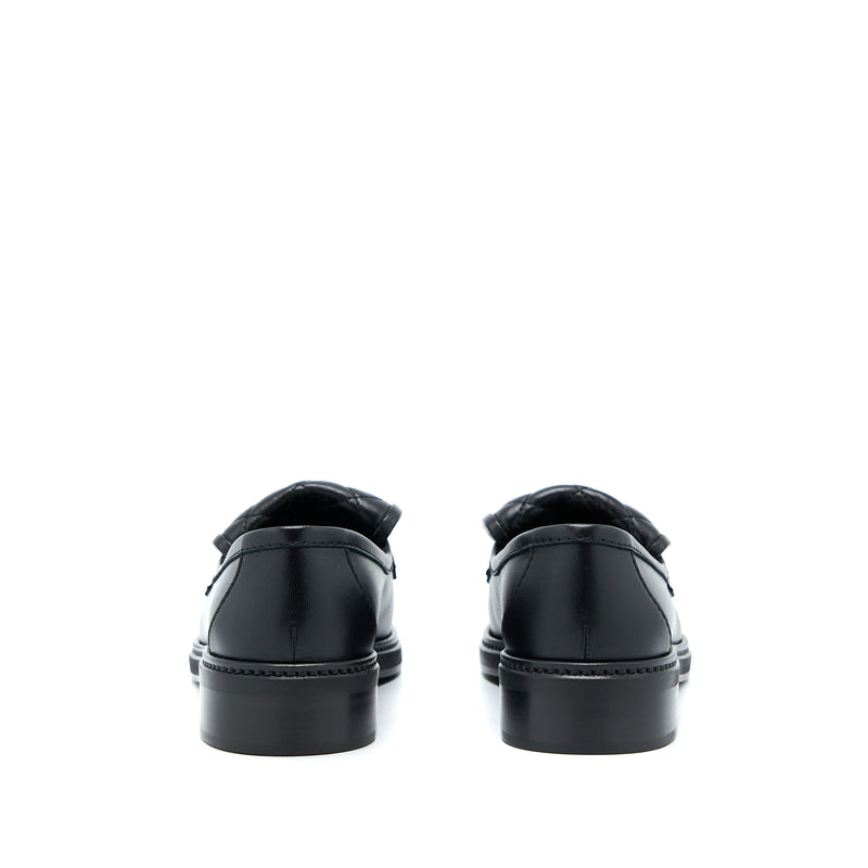 Chanel Size 38 CC Turnlock Loafers Black Quilted Leather LGHW