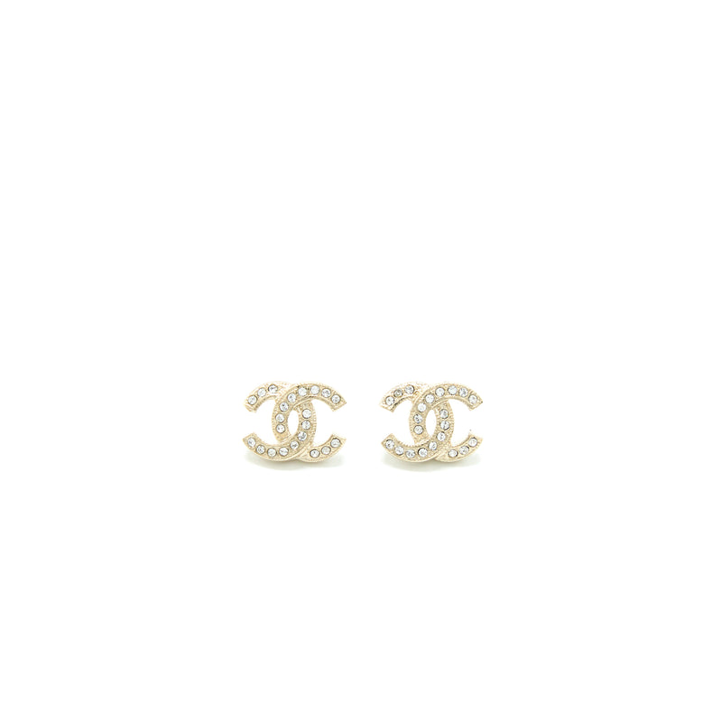 Chanel Mini Classic CC Logo Earrings Gold Tone
