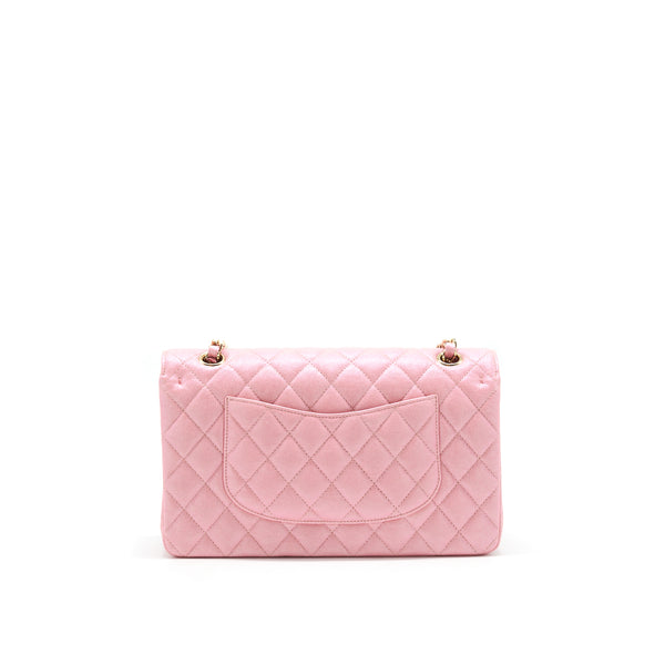 Chanel Iridescent Pearly Pink Medium Classic Double Flap Bag Caviar with LGHW