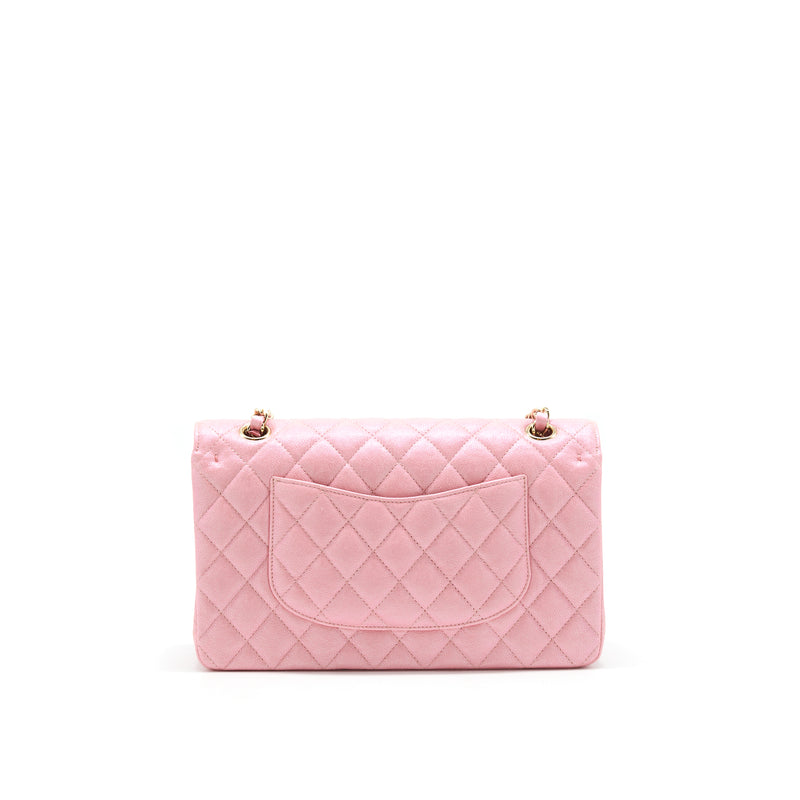 Chanel Iridescent Pearly Pink Medium Classic Double Flap Bag Caviar with LGHW