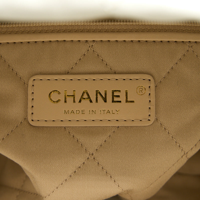 Chanel Large 22 Bag Calfskin White Brushed GHW (Microchip)