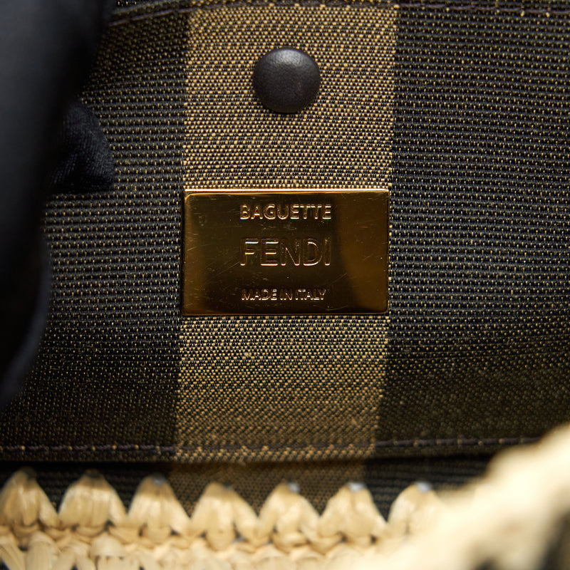 Fendi Baguette Shoulder Bag Fabric Brown/Cream