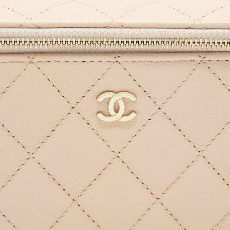 Chanel Long Vanity With Chain Caviar Beige LGHW