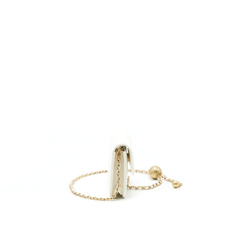 Chanel Pearl Crush Mini Flap Belt Bag White Lambskin GHW