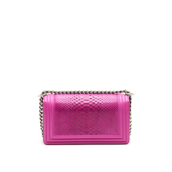 Chanel Medium Le Boy Flap Bag in Python Leather Pink with Brushed SHW