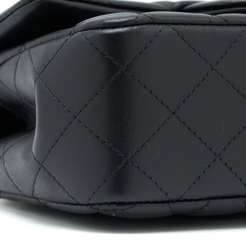 Chanel Top Handle Mini Rectangular Flap Bag Lambskin Black LGHW (Microchip)