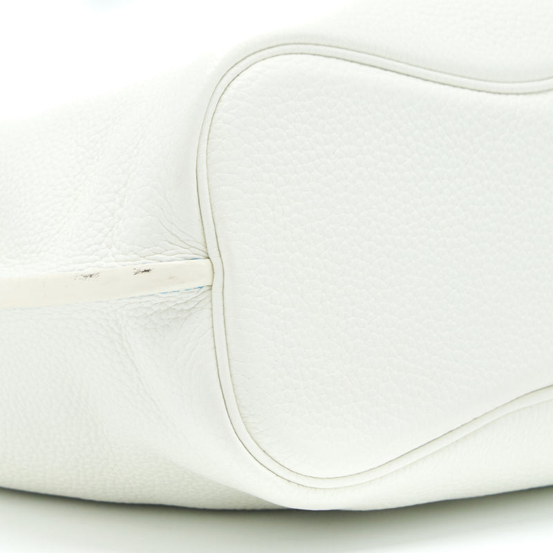 Hermes So Kelly 26 Blanc/Blue SHW Stamp Square O