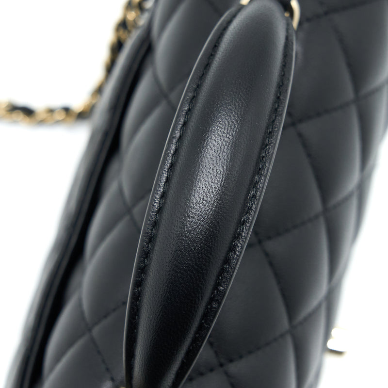 Chanel Top Handle Mini Rectangular Flap Bag Lambskin Black LGHW (Microchip)