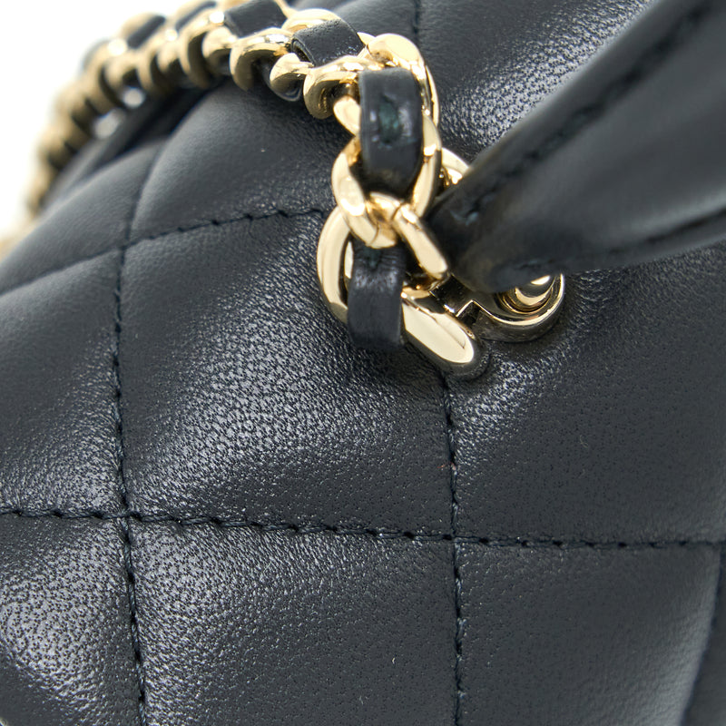 Chanel Top Handle Mini Rectangular Flap Bag Lambskin Black LGHW (Microchip)