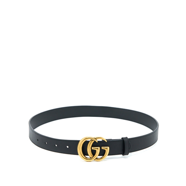 Gucci Size 80 Leather Belt With Double G Buckle Black GHW