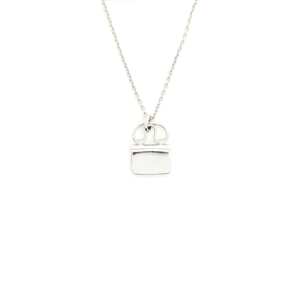 Hermes Amuelette Pendant, small modal white gold set with diamonds