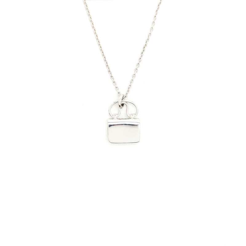 Hermes Amuelette Pendant, small modal white gold set with diamonds