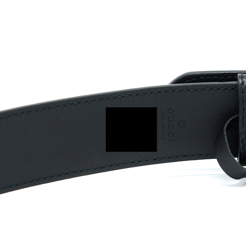 Gucci Size 80 Leather Belt With Double G Buckle Black GHW