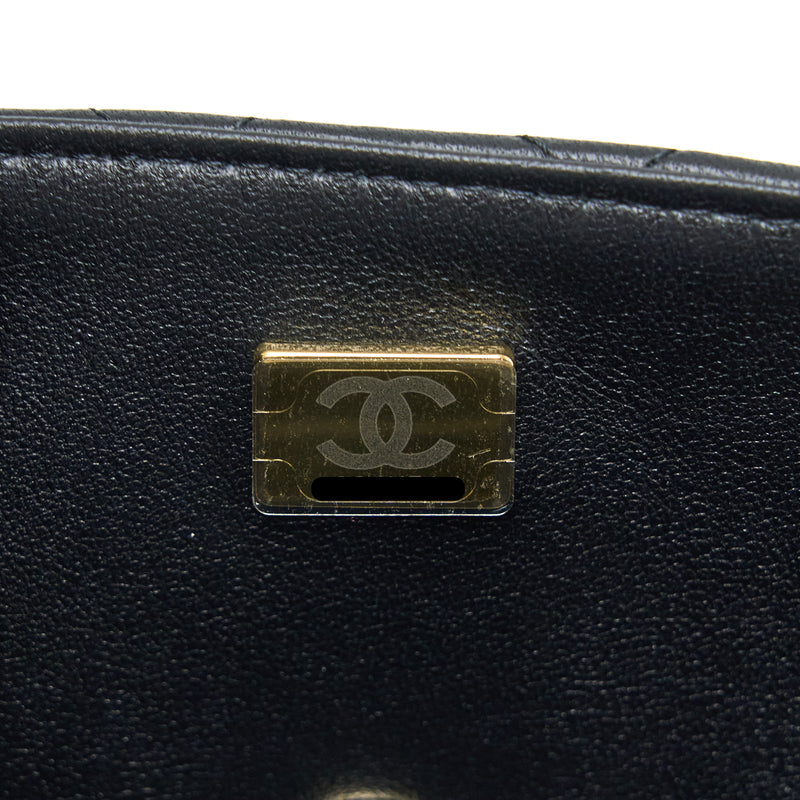 Chanel Top Handle Mini Rectangular Flap Bag Lambskin Black LGHW (Microchip)