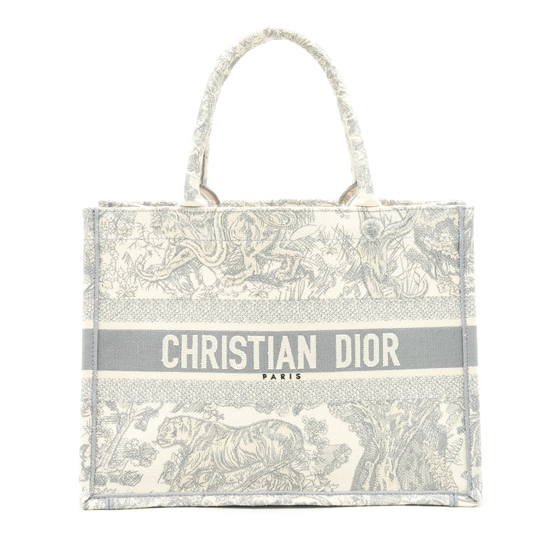 Dior Small Book Tote Toile De Jouy Embroidery Grey