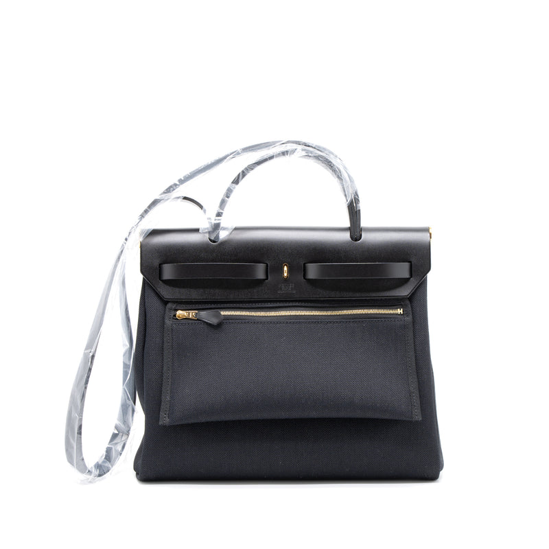 Hermes Herbag Zip 31 Bag Canvas/Hunter Black GHW Stamp U