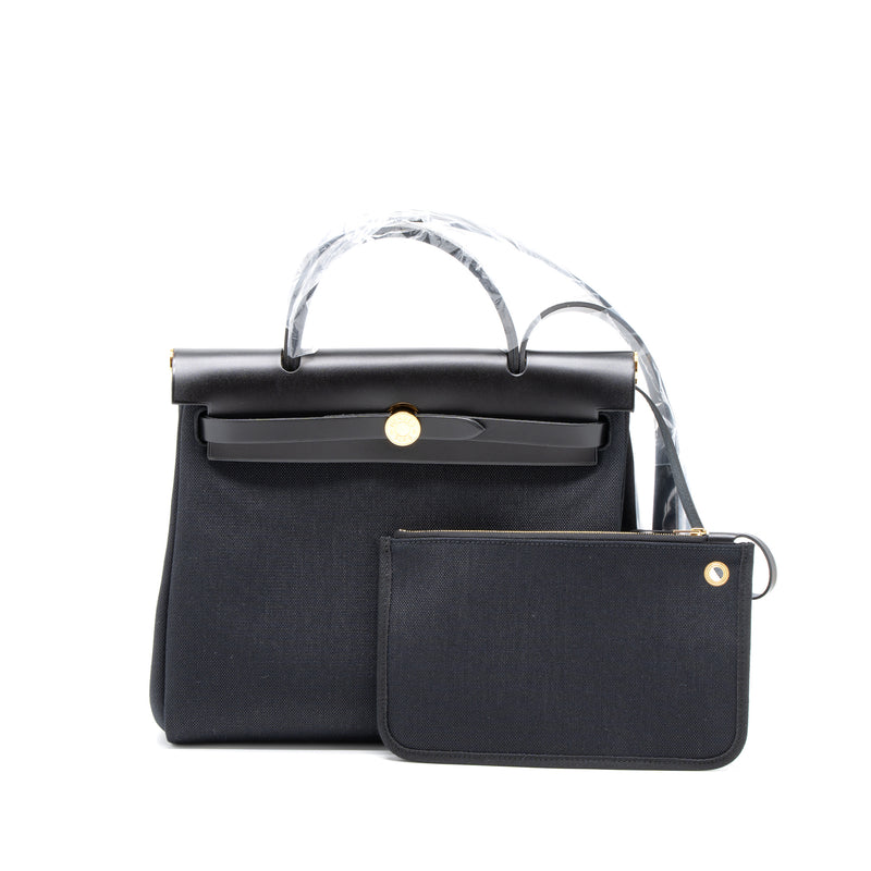 Hermes Herbag Zip 31 Bag Canvas/Hunter Black GHW Stamp U