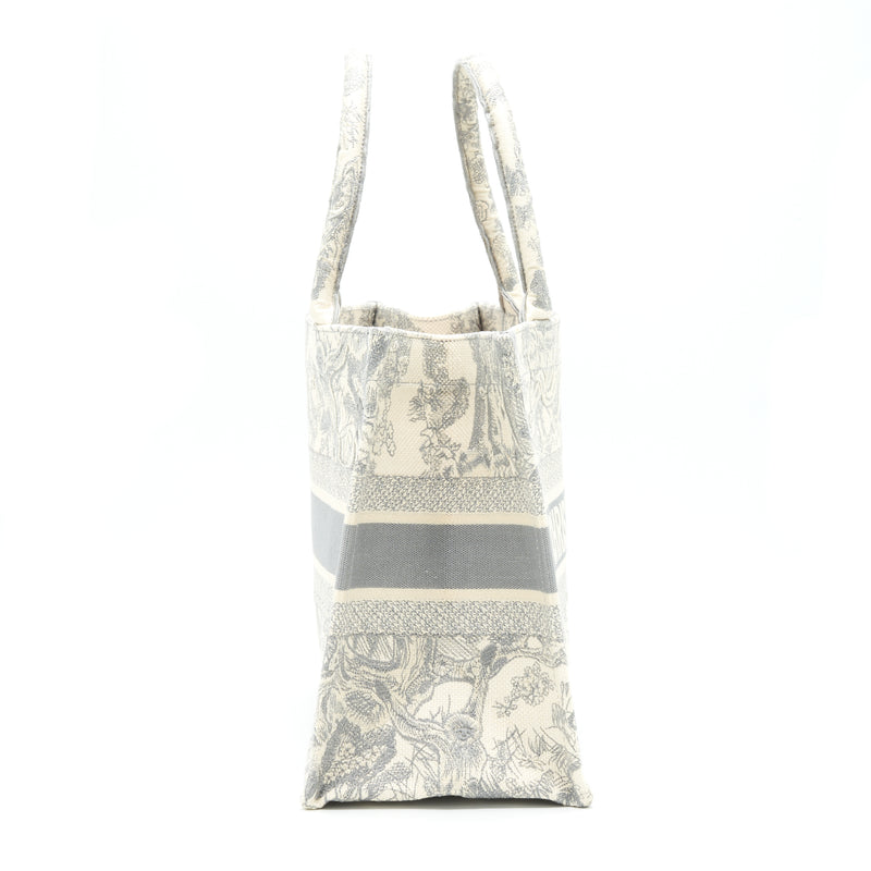 Dior Small Book Tote Toile De Jouy Embroidery Grey