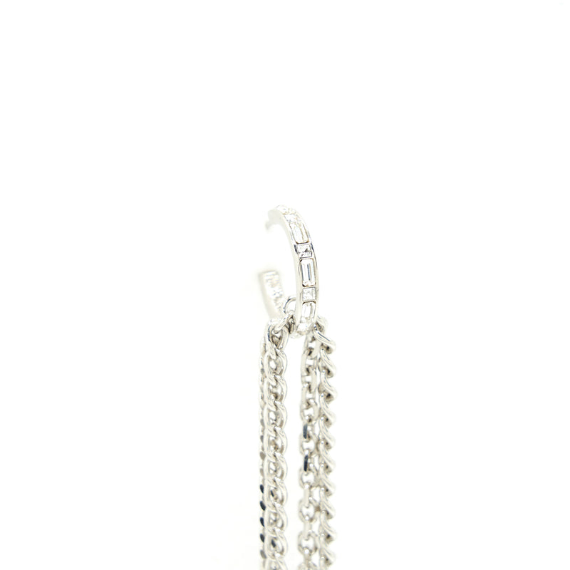 Chanel 22P Chain Drop Earrings Silver Tone