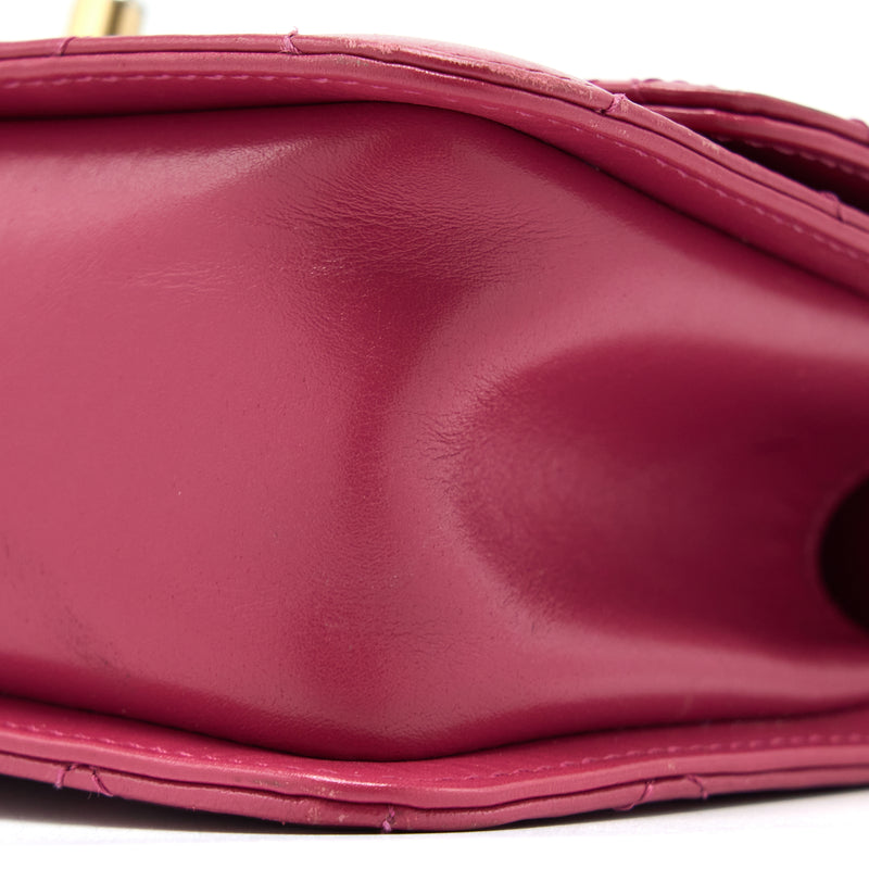 Chanel 21A Small Gold Crush Flap Bag Calfskin Raspberry Pink Brushed GHW (Microchip)