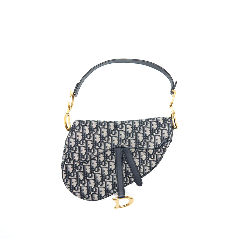 Dior Medium Saddle Bag Blue Oblique Jacquard