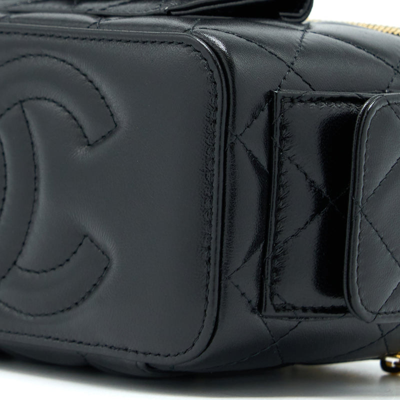 Chanel 22K Top Handle Pocket Long Vanity With Chain Black GHW