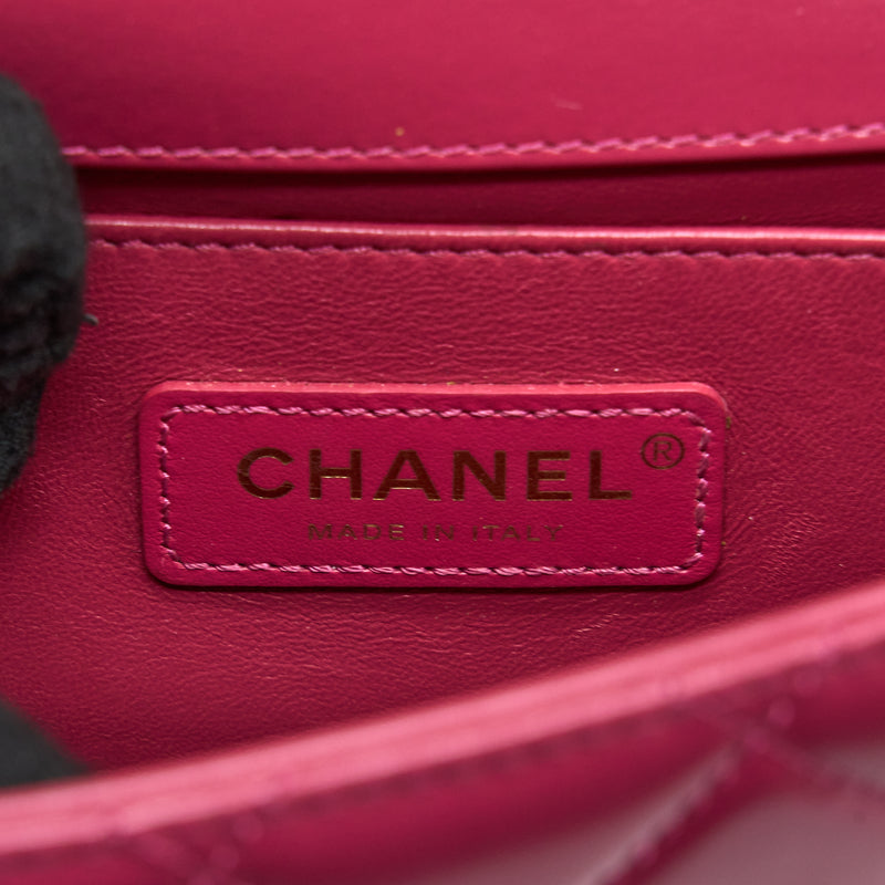 Chanel 21A Small Gold Crush Flap Bag Calfskin Raspberry Pink Brushed GHW (Microchip)