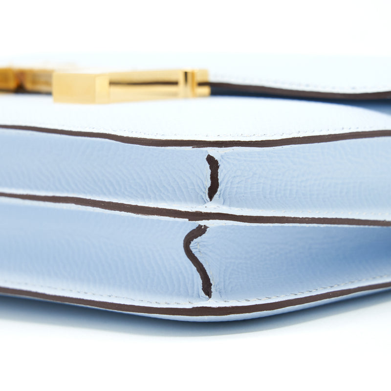 Hermes Mini Constance Epsom Blue Brume GHW Stamp Y