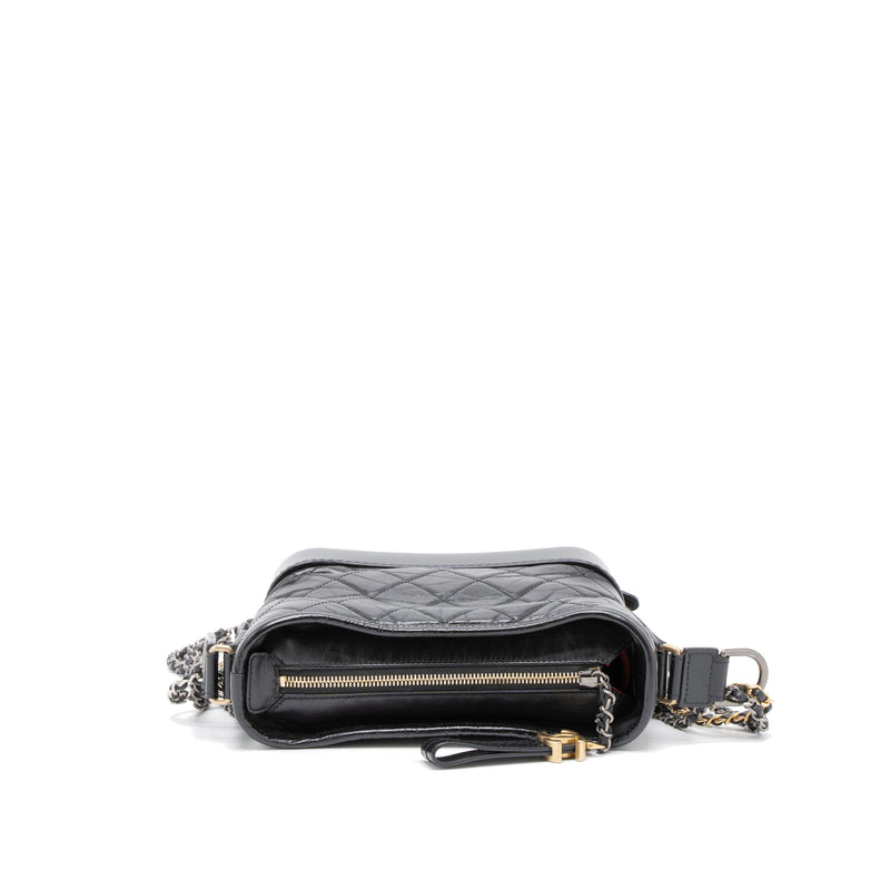 Chanel Small Gabrielle Hobo Bag Aged Calfskin Black Multicolour Hardware