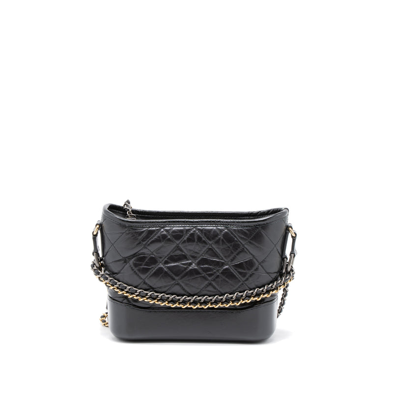 Chanel Small Gabrielle Hobo Bag Aged Calfskin Black Multicolour Hardware