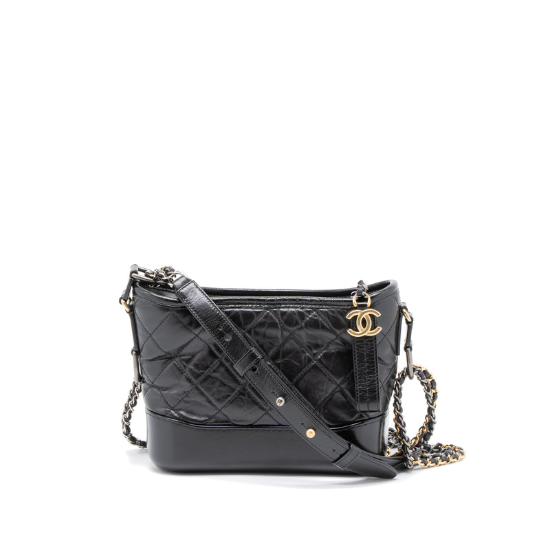 Chanel Gabrielle Black Quilted Aged Calfskin Large Hobo Bag