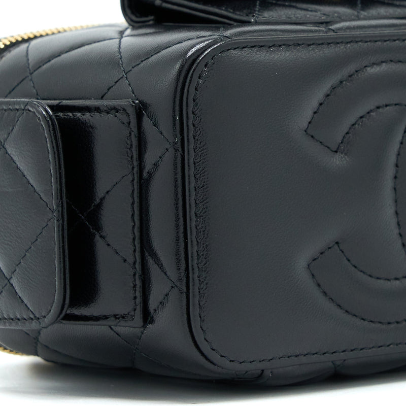 Chanel 22K Top Handle Pocket Long Vanity With Chain Black GHW