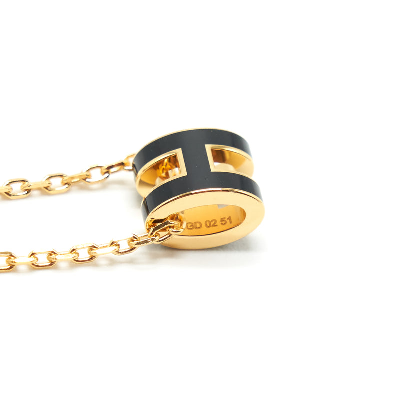 Hermes mini Pop H Necklace Black GHW