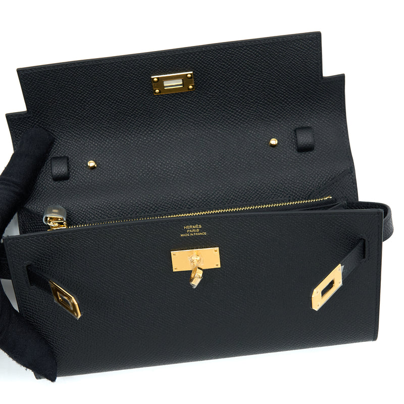 Hermes Kelly To Go Epsom Black GHW Stamp U