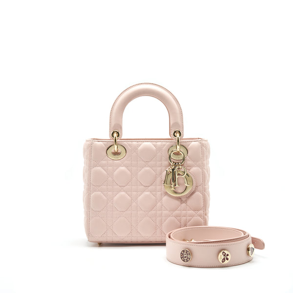 CHRISTIAN DIOR SMALL LADY DIOR LIGHT PINK LAMBSKIN GHW