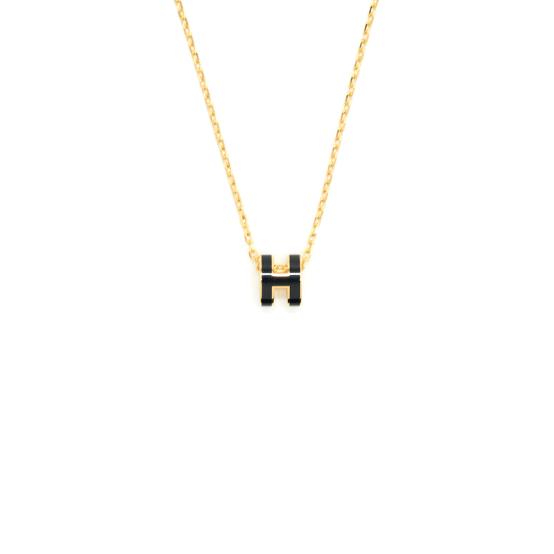 Hermes mini Pop H Necklace Black GHW