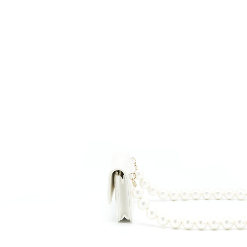 Chanel Grant Pearl Crush Mini Crossbody Bag Lambskin White LGHW