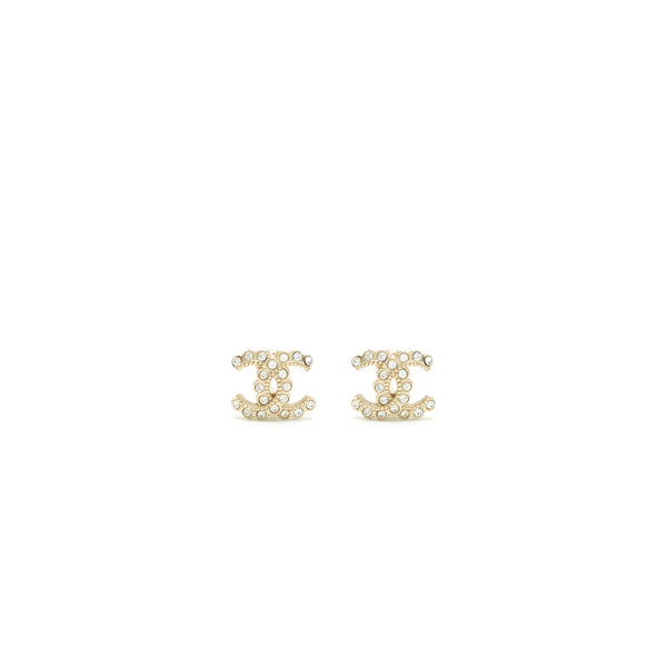 Chanel Mini CC Logo Earrings With Crystals LGHW