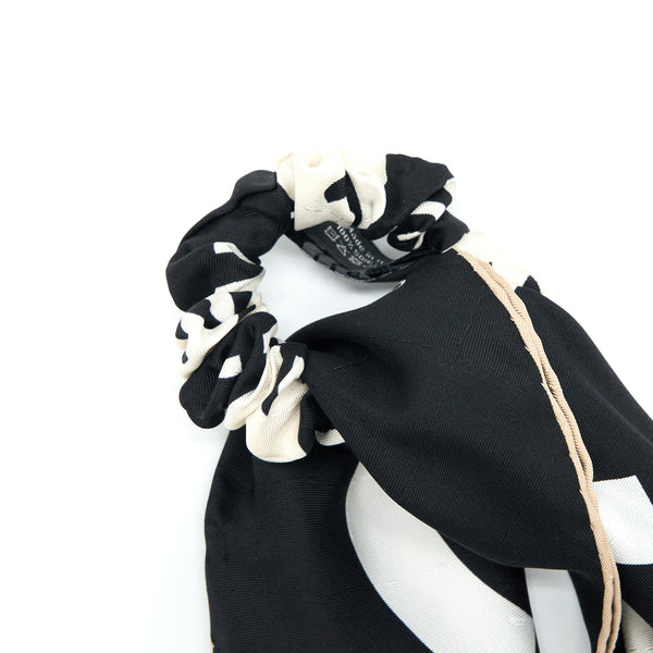 Chanel CC Logo Hair Tie Silk Twill Black/White
