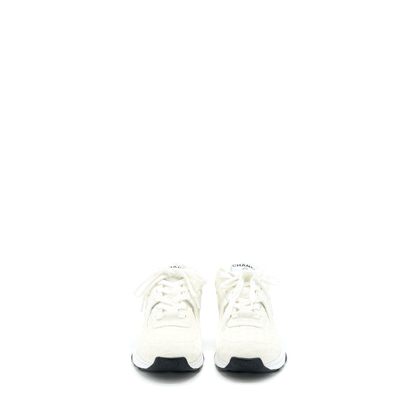 Chanel Size 37.5 22A Trainers Printed Suede Calfskin White