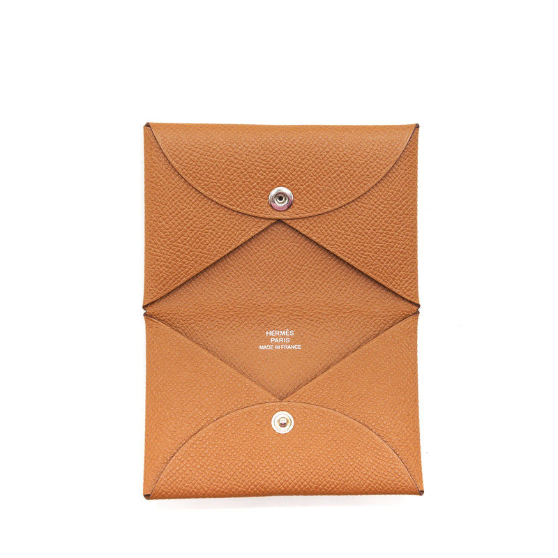 Hermes Calvi Card Holder Epsom Gold