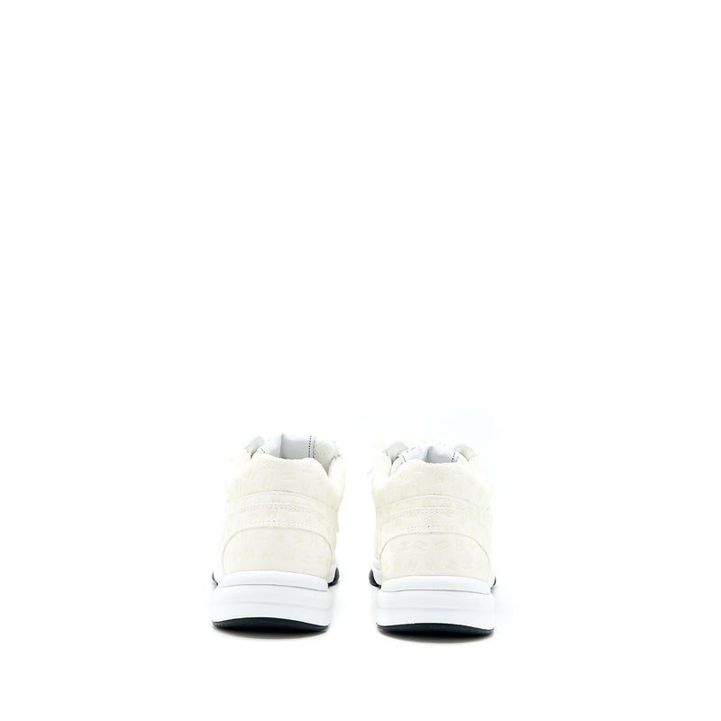 Chanel Size 37.5 22A Trainers Printed Suede Calfskin White
