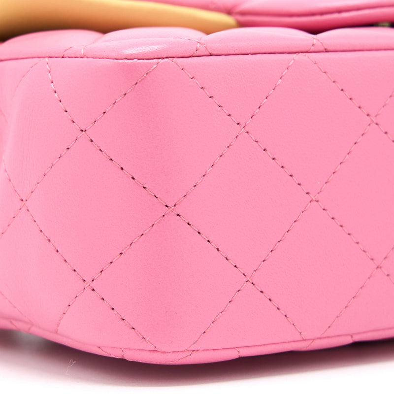 Chanel 21P Mini Rectangular Flag Bag Lambskin Pink With Multi Hardware