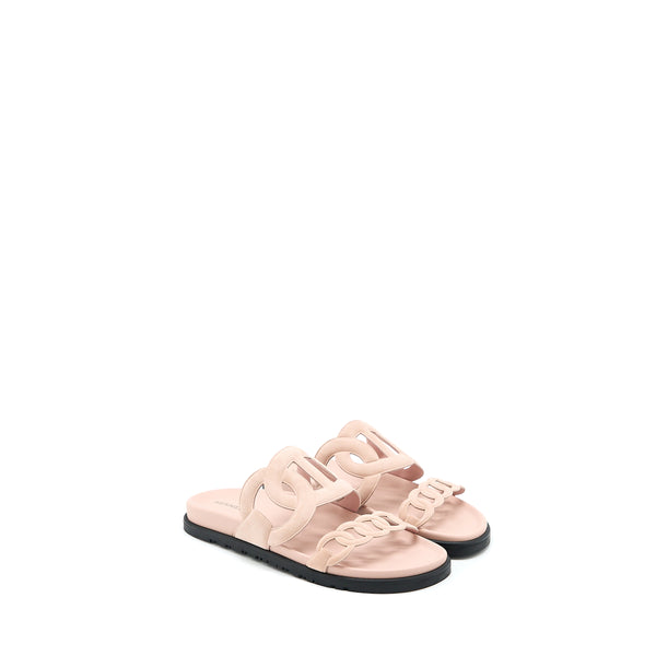 Hermes Size 39 Extra Sandals Chevre Velours Rose Opaline