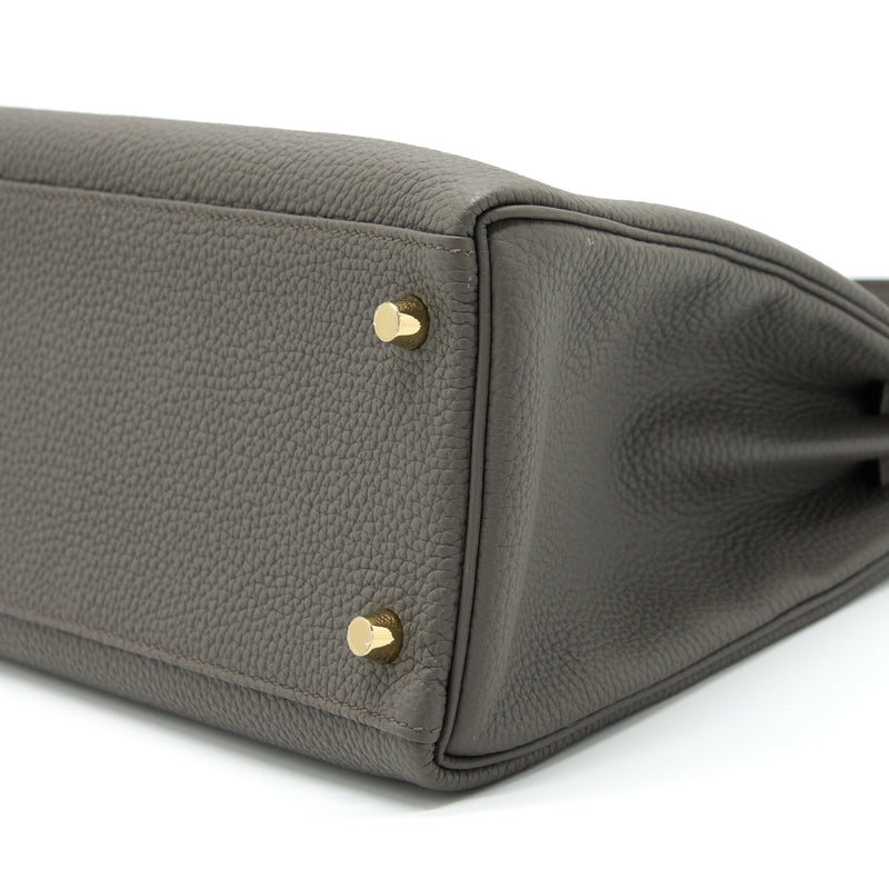 Hermes Kelly 28 Togo 8F Gris Etain GHW Stamp C