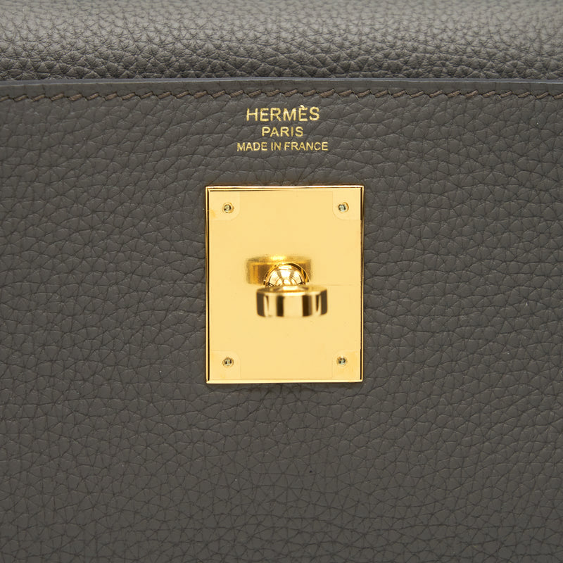 Hermes Kelly 28 Togo 8F Gris Etain GHW Stamp C